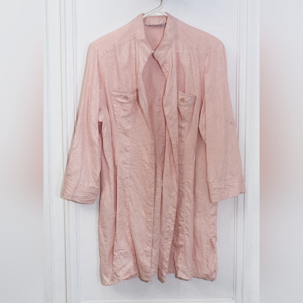 Carole Little Vintage Pink Linen Shirt (XL)